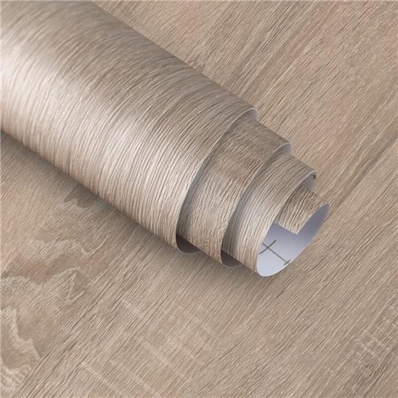 Gray Brown Wood Grain Contact Paper Waterproof Faux Wood Wallpaper 15.74"x 196"